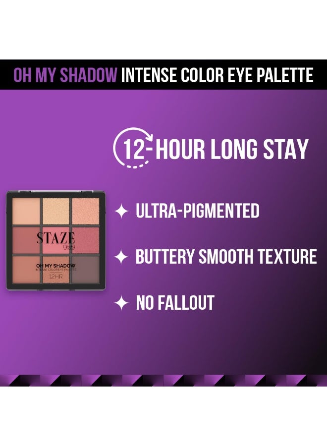 Staze 9to9 Oh My Shadow Eye Palette | Ultra-pigmented | 12 Hrs Long Lasting and Easily Blendable | Mix of Matte & Shimmer Eyeshadows | 01 Cocktail | 11g - Image 4